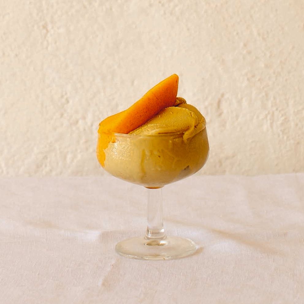 Fig leaf gelato and apricot sorbet